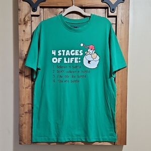 Match Green 4 Stages Of Life Santa Christmas Novelty Tshirt Mens M